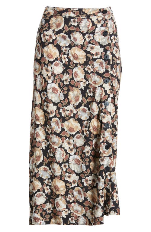 Shop Nation Ltd Belinda Print Button Midi Skirt In Night Floral