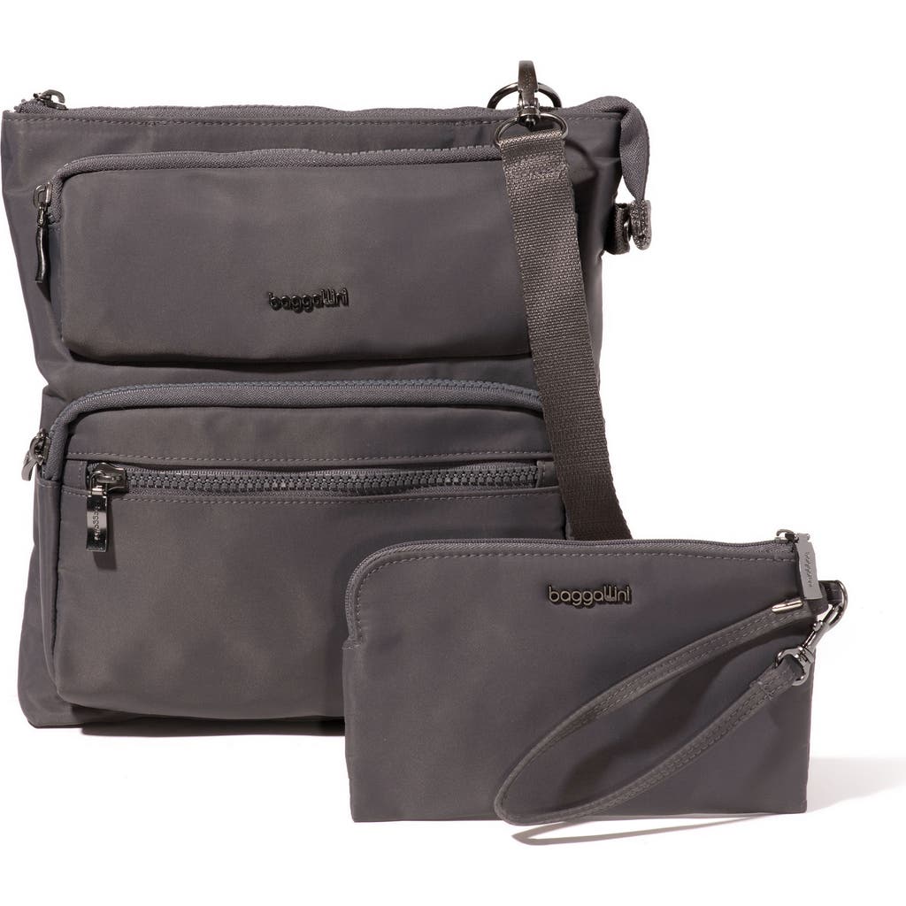 Baggallini Nolita Crossbody Bag With Rfid Wristlet In Smoke Twill