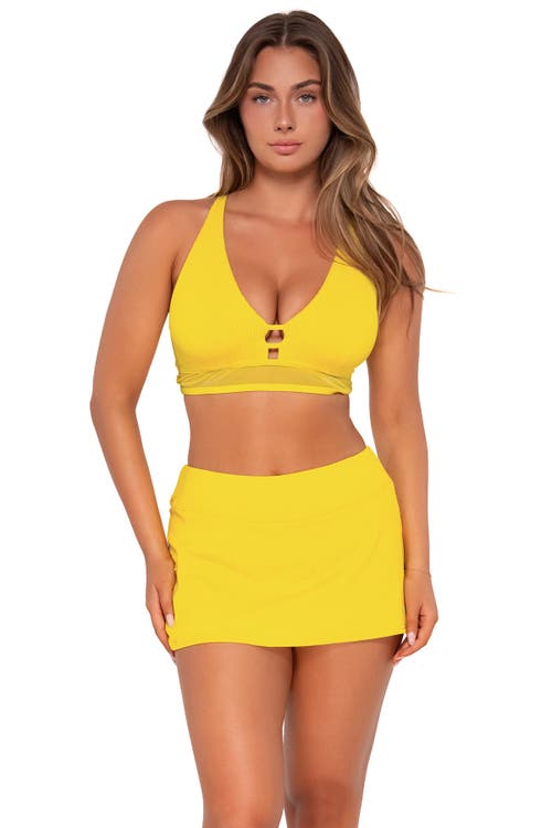 Shop Sunsets Sporty Swim Skirt In Lemon Zest Sandbar Rib