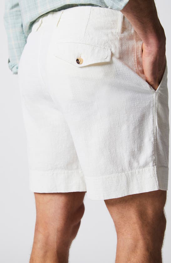 Shop Billy Reid Flat Front Textured Cotton Shorts In Tinted White