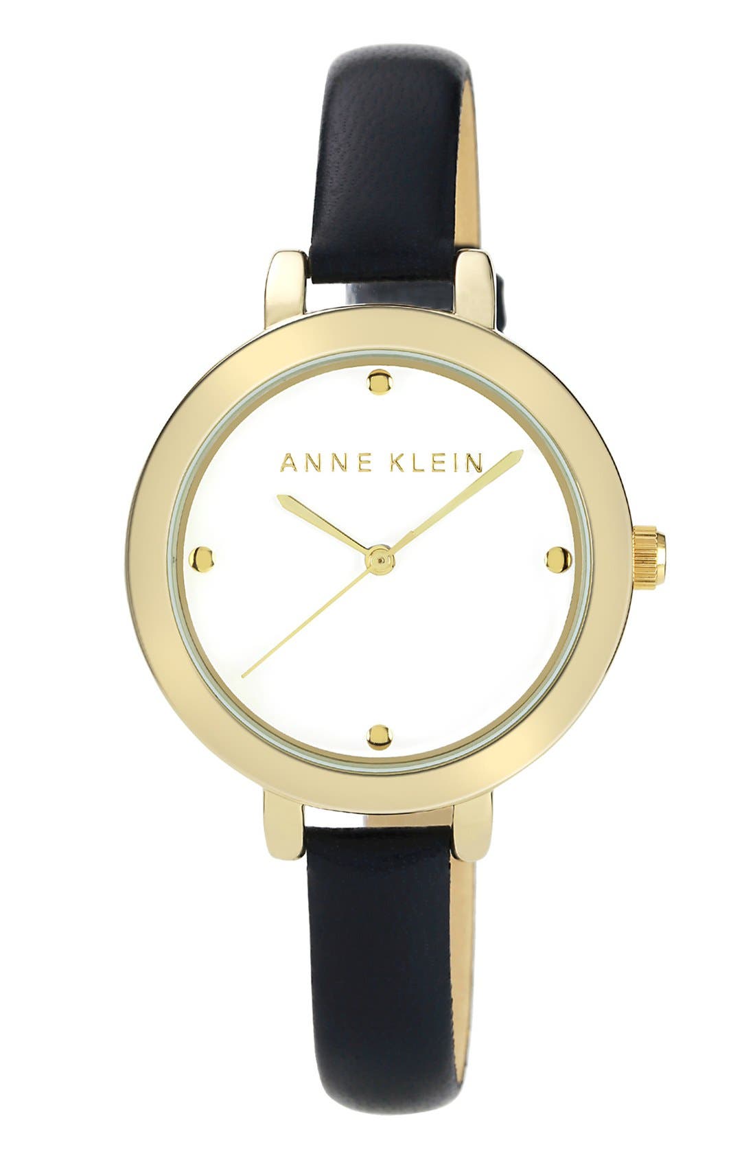Anne Klein Round Leather Strap Watch, 36mm Nordstrom