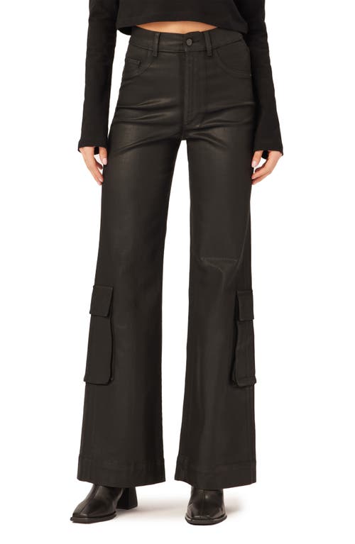 DL1961 Hepburn High Waist Wide Leg Cargo Jeans in Black Cargo Vintage Coated