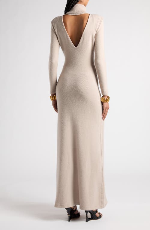 Shop Tom Ford Long Sleeve Cashmere Turtleneck Sweater Dress In Pale Camel