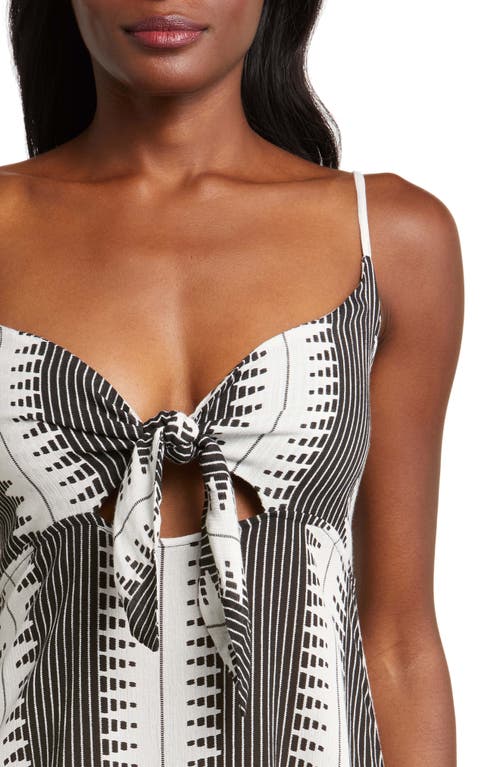 Shop Elan Cutout Tie Front Maxi Cover-up Sundress In Black/white Kenya