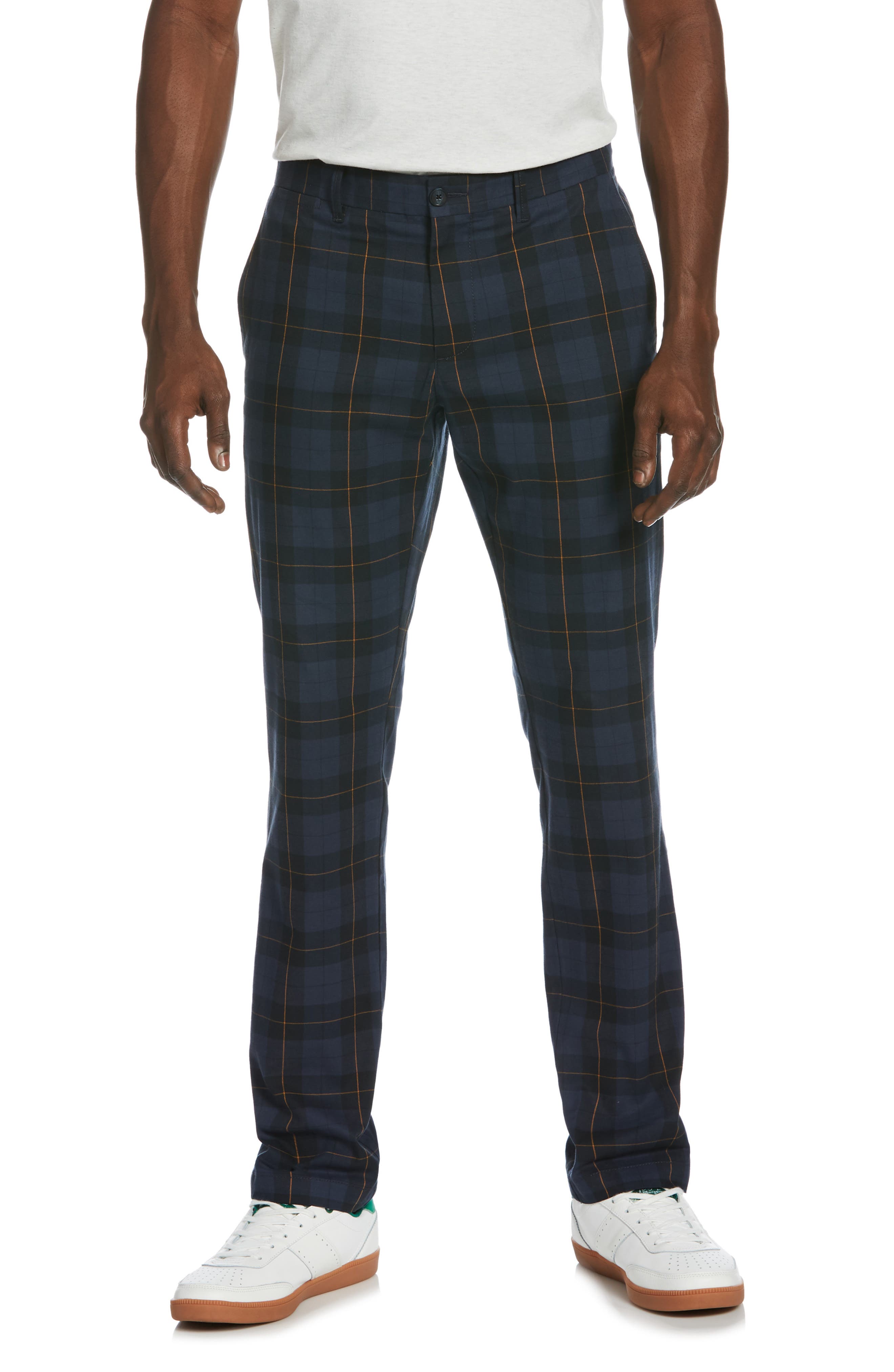 mens skinny plaid trousers
