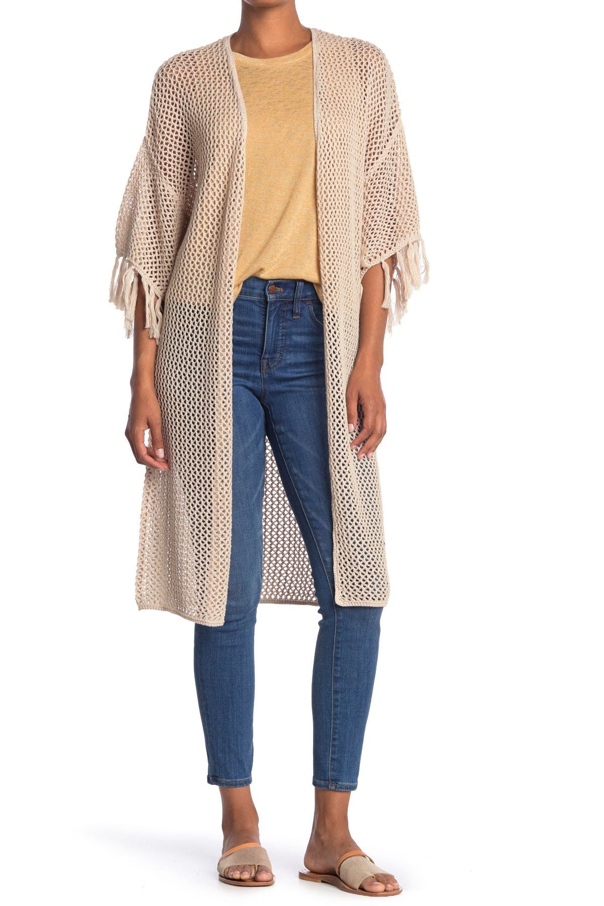 fringe sleeve cardigan