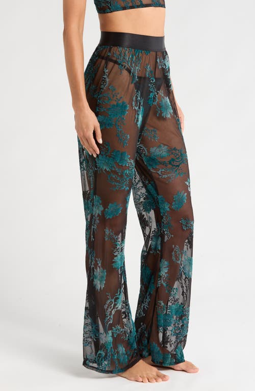 Kilo Brava Embroidered Mesh Flare Pants In Black Emerald