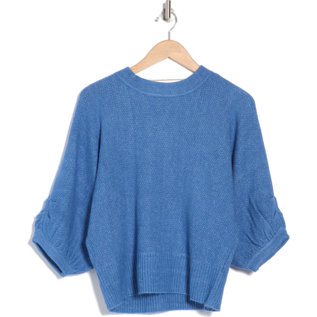 Democracy Seed Stitch Dolman Sweater In Heather Slate Blue