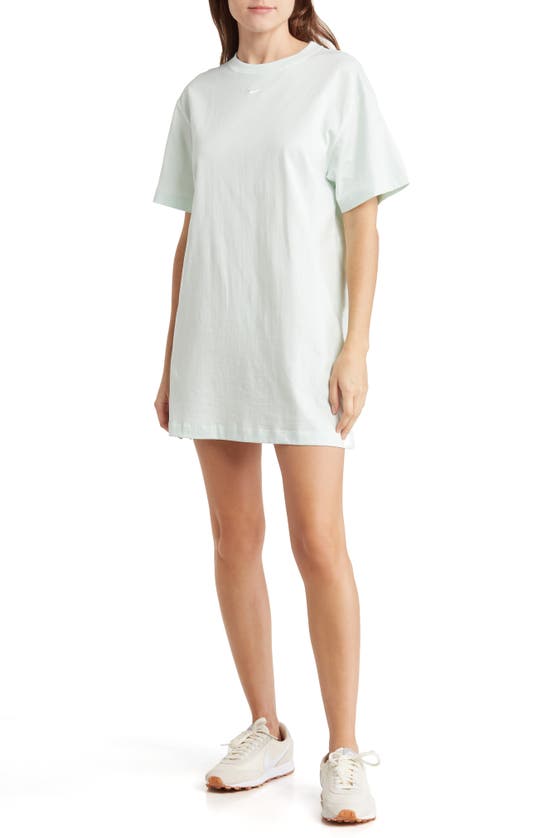 Nike Sportswear Essential T-shirt Dress In Barely Green/ White