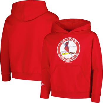 Youth Mitchell & Ness Red St. Louis Cardinals Retro Logo Pullover Hoodie Size: Extra Large