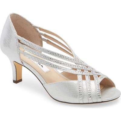 Nina Novita Crystal Embellished Strappy Pump, Metallic
