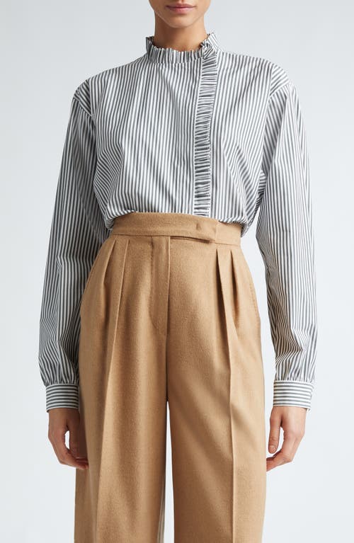 Shop Max Mara Didy Stripe Asymmetric Placket Silk Button-up Shirt