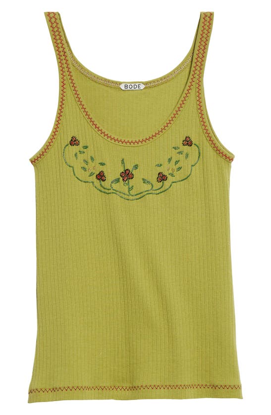 Shop Bode Dahlia Beaded Tank In Green