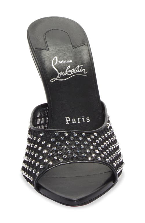 Shop Christian Louboutin Apostropha Crystal Beaded Pointed Toe Slide Sandal In Black-cry/black