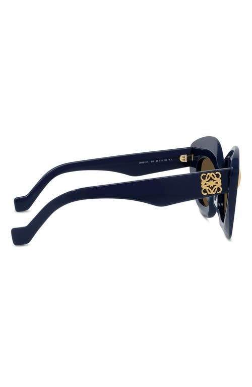 Shop Loewe Anagram 48mm Small Cat Eye Sunglasses In Navy/brown