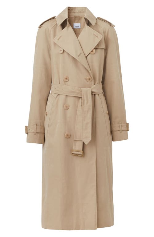 burberry The Waterloo TB Monogram Cotton Trench Coat in Soft Fawn Ip Pttn
