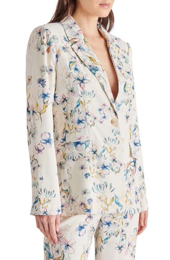 Shop Steve Madden Destiny Floral Print Blazer In Cream