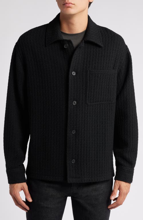 Frame Men's Textured Wool-blend Overshirt In Black