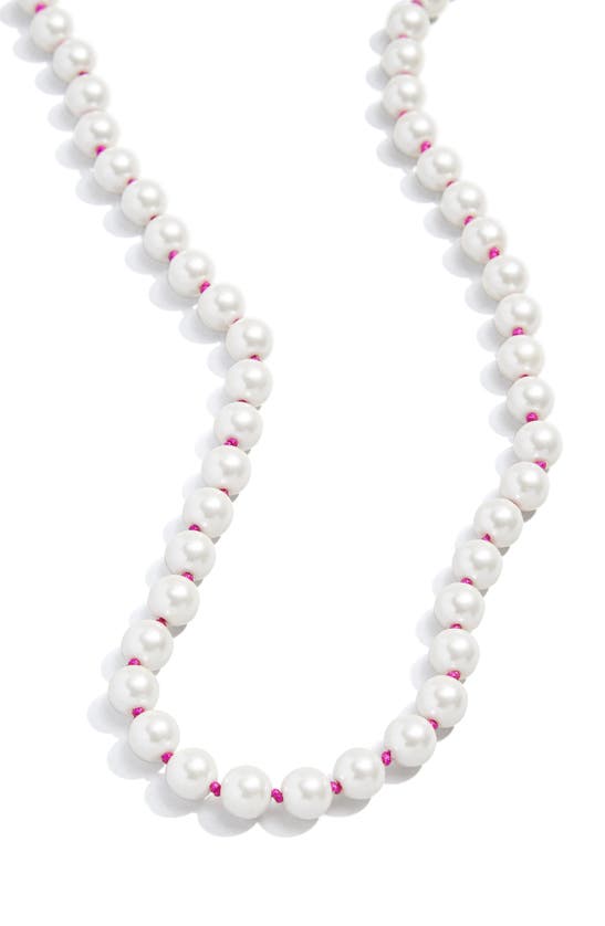 Shop Baublebar Juliet Imitation Pearl Beaded Necklace In Pink