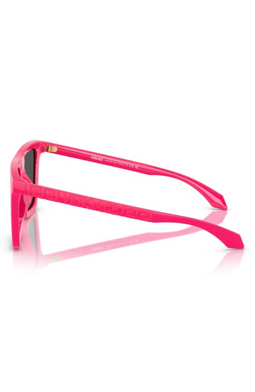 Shop Versace 53mm Rectangular Sunglasses In Pink/dark Grey