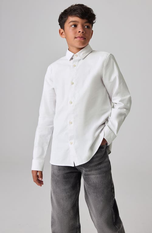 Shop Smallsaints By Allsaints Kids' Long Sleeve Cotton Button-up Shirt In White