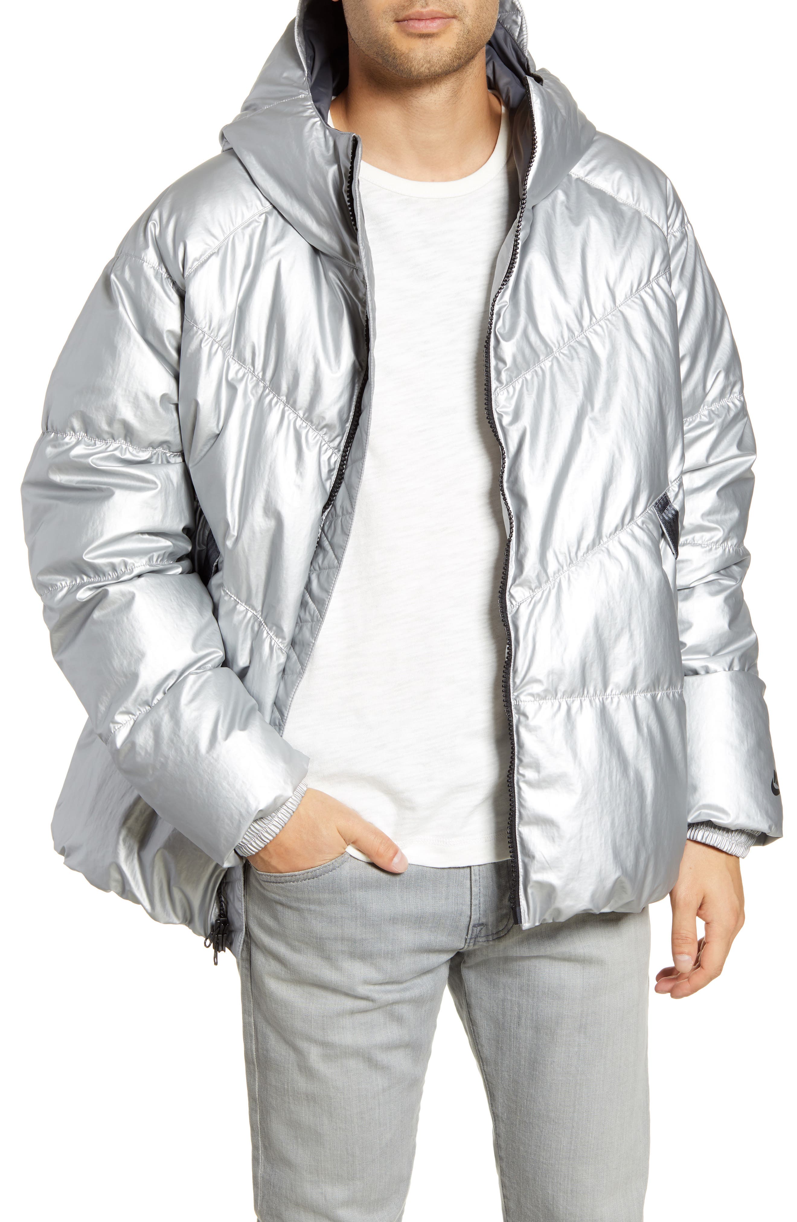 metallic silver nike jacket