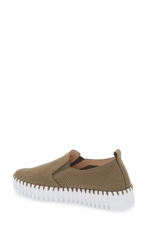 Ilse Jacobsen Tulipu Perforated Platform Sneaker In Deep Olive