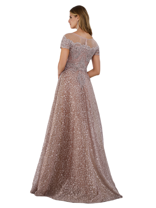 Lara New York Sheer Off Shoulder Ball Gown In Dustypurple