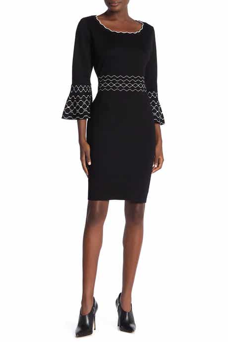 Nina Leonard Blue & Black Sweater Dress ~ Women's Medium WORN ONCE