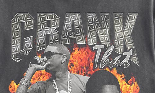 Shop Goodie Two Sleeves Crank That Flames Graphic Print T-shirt In Asphalt