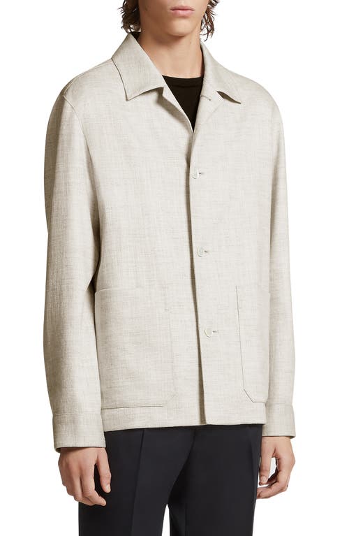 ZEGNA Silk & Linen Blend Chore Jacket Natural at Nordstrom, Us