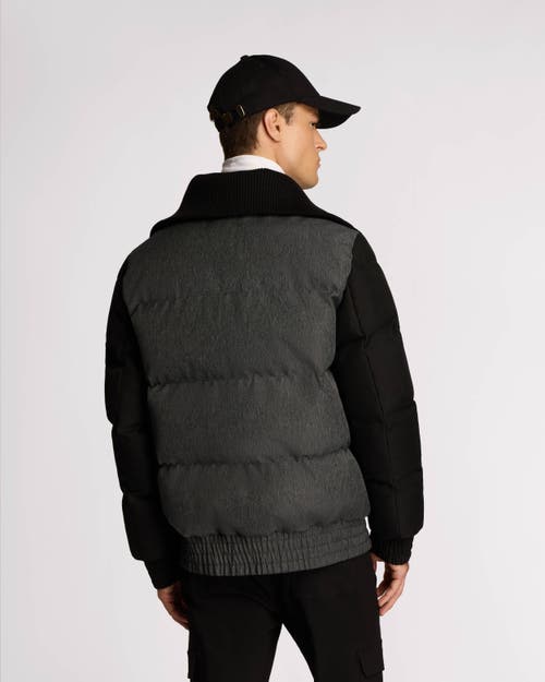 Alpenhaus Sebonack Quilted Denim-look Bomber Jacket With Fold-over Ribbed Collar In Black