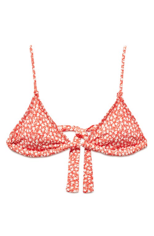 MANGO Floral Print Triangle Bikini Top Red at Nordstrom,