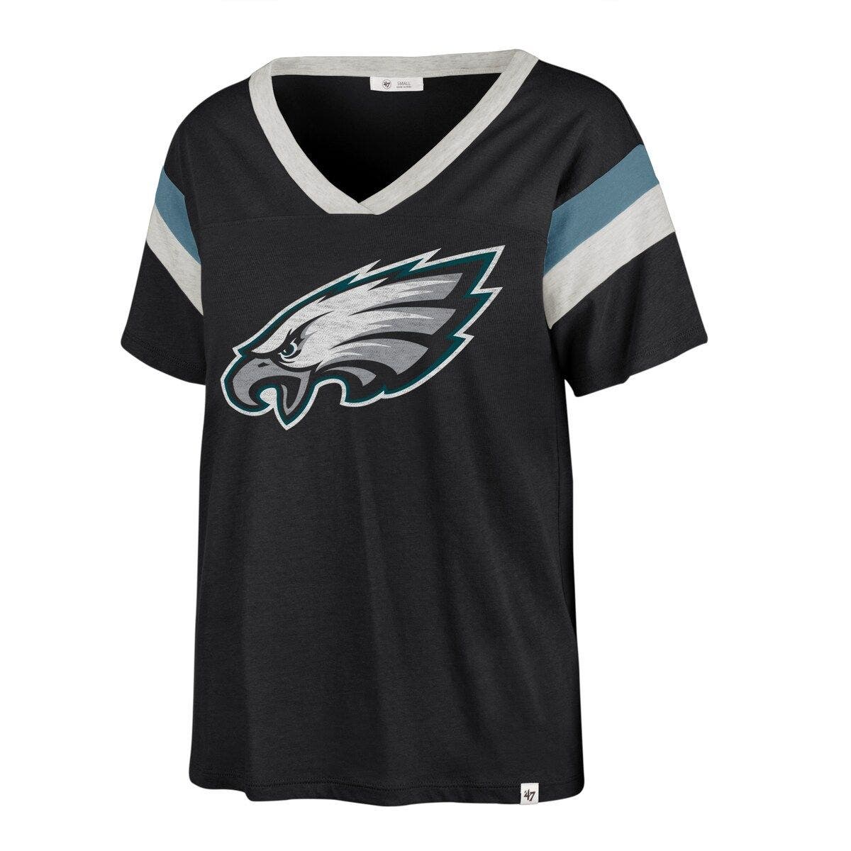 Philadelphia Eagles '47 Women's Skyler Parkway Cropped Long Sleeve T-Shirt  - Midnight Green