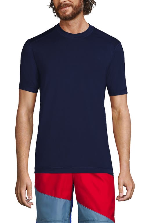 Shop Lands' End Short Sleeve Swim Tee Rash Guard In Deep Sea Navy