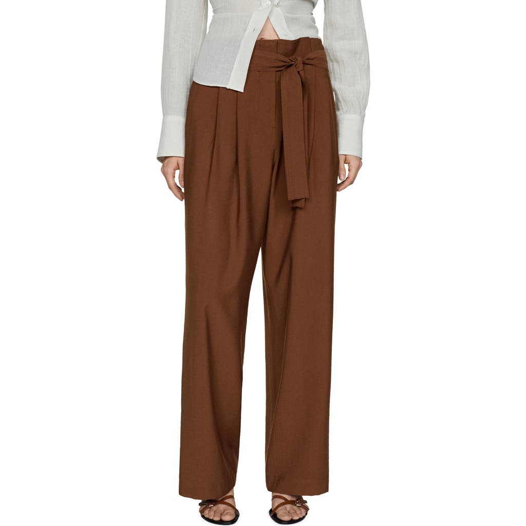 Shop Mango Straight Leg Pants In Tabacco Brown