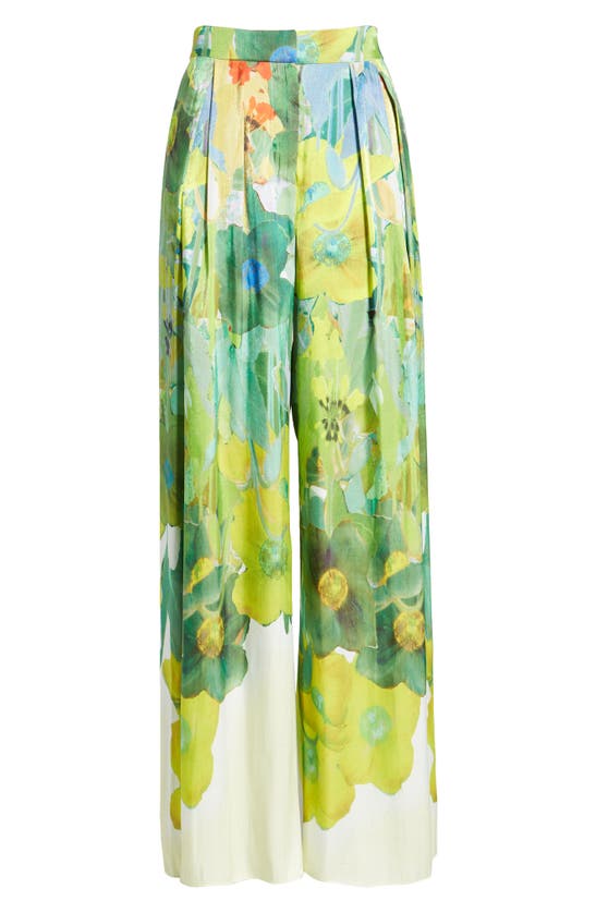 Shop Kobi Halperin Alessia Floral Print Wide Leg Pants In Olive Multi