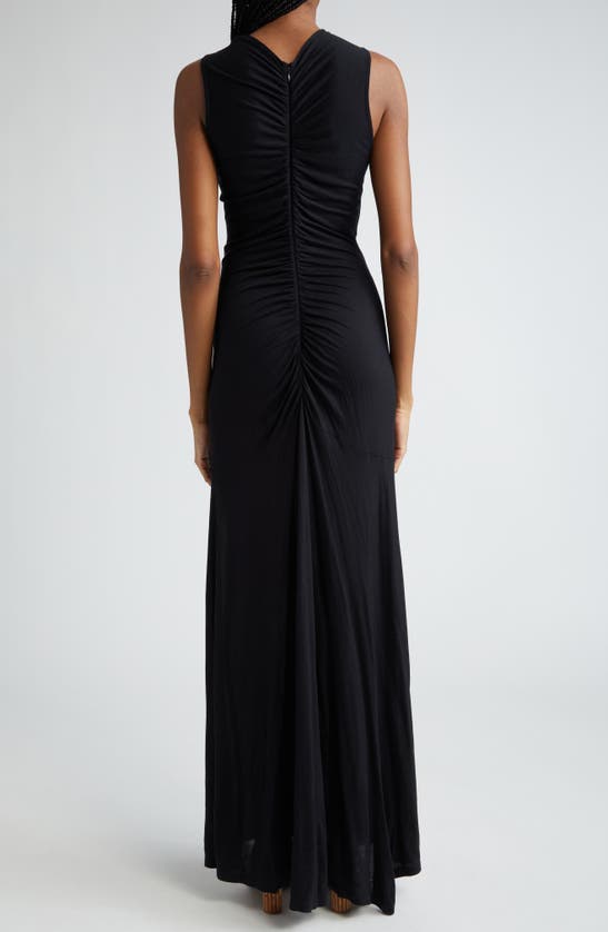 Shop Ulla Johnson Isabel Ruched Sleeveless Maxi Dress In Noir