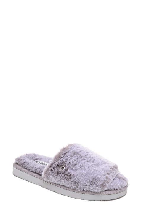 SKIMS Fuzzy Faux Fur Slide Slippers Womens 36 (5.5/6 US) Grey Plush Super  Soft
