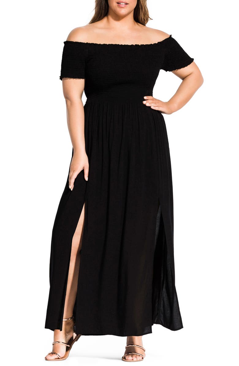 City Chic Summer Passion Off the Shoulder Maxi Sundress (Plus Size ...