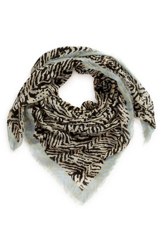 Treasure & Bond Print Square Wool Scarf In Teal Chalk Animal Texture ...