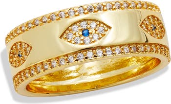 Golden Rhinestone Encrusted Scarf Ring