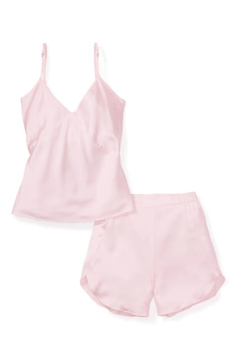 Silk Satin Pajamas Crop Tops / Bra & Shorts Sets