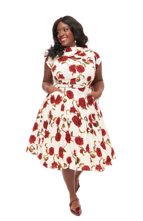 UNIQUE VINTAGE UNIQUE VINTAGE PLUS SIZE 1940S SASH SWING DRESS 