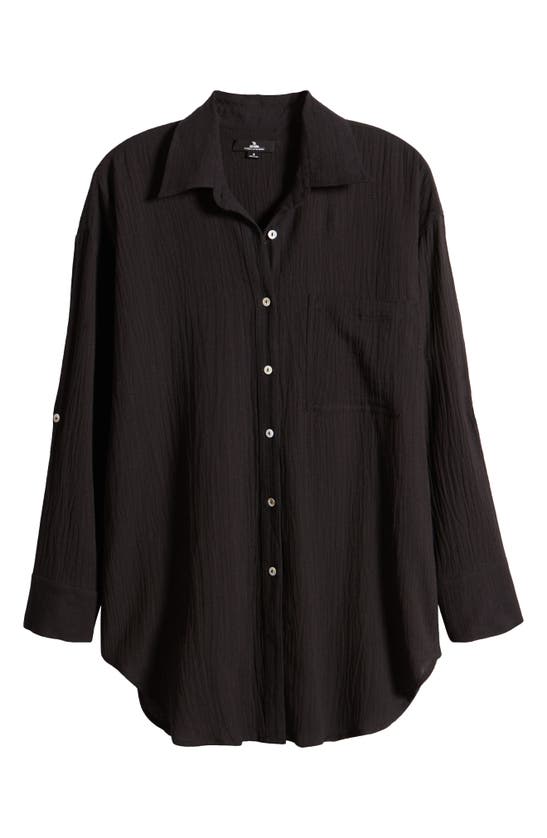 Shop Rip Curl Premium Linen Button-up Blouse In Black