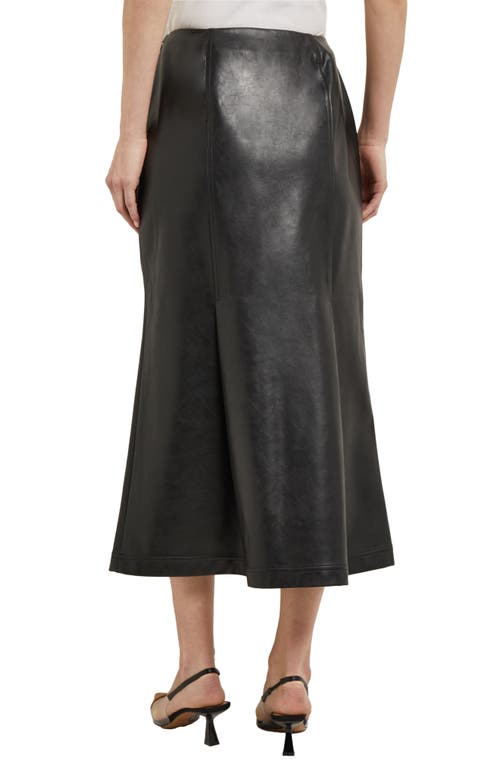 Shop Misook Pleated Faux Leather Trumpet Skirt In Black