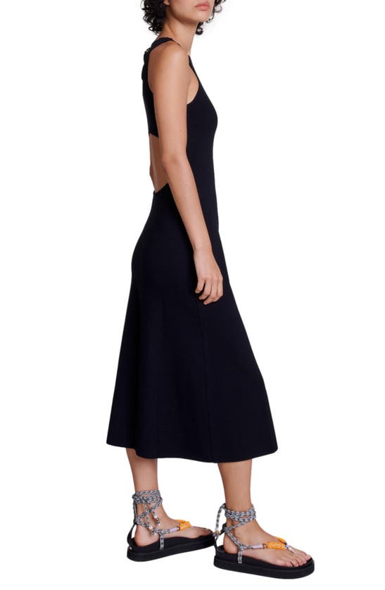 Shop Maje Remo Sleeveless Cutout Midi Dress In Black