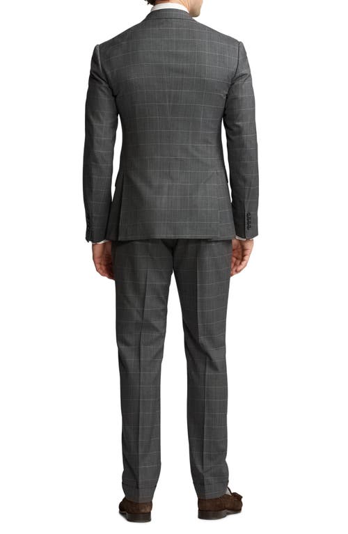 Shop Ralph Lauren Purple Label Kent Windowpane Check Wool Sharkskin Suit In Charcoal