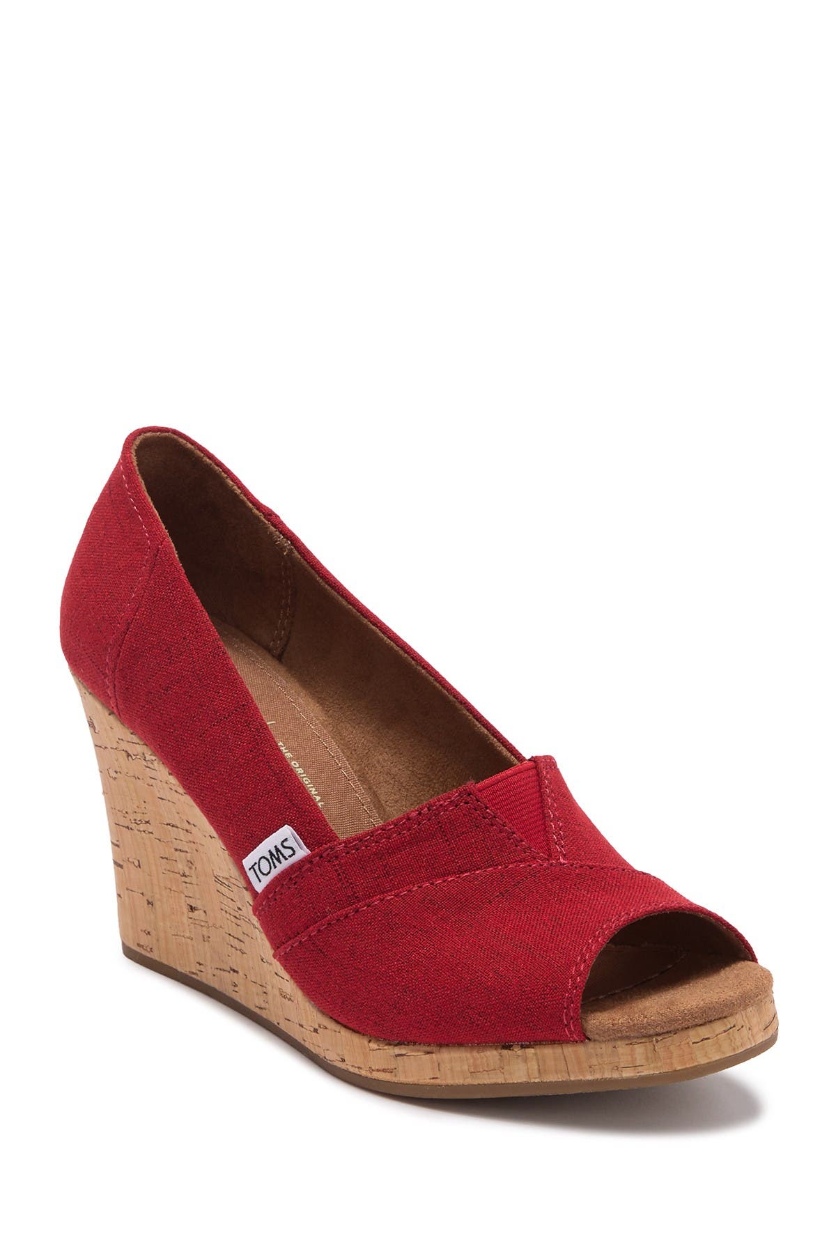 toms red wedge shoes