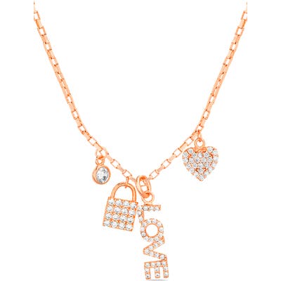 Lesa Michele Heart & Locket Cubic Zirconia Pendant Necklace